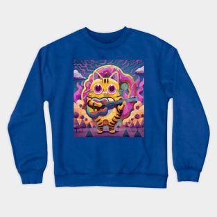 donut loving cat playing guitar Crewneck Sweatshirt